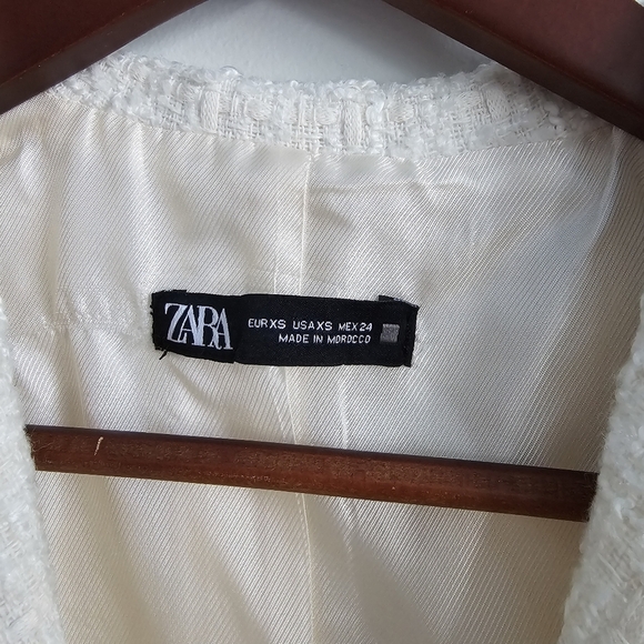 Zara cream Tweed dress textured size xs - Picture 5 of 6